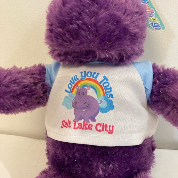 Plushology Purple Sparkle Hippo Plush 11"  2022 with Salt Lake City Shirt - NWT - Picture 5 of 9